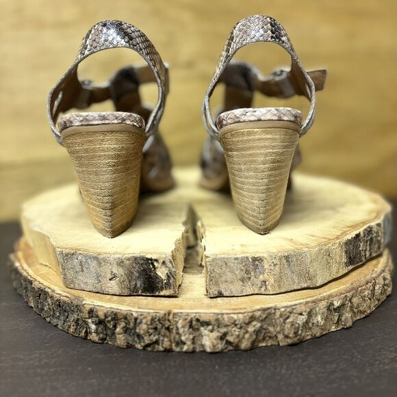 Jeffrey Campbell Angora Sandals Women 9.5 Snakeskin Leather Heeled Strappy Mules - Picture 5 of 12